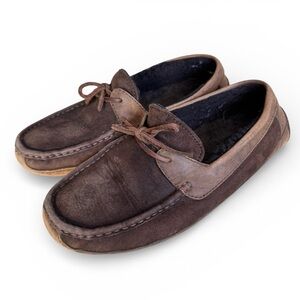 UGG Byron Moccasin Slippers Brown Sheepskin Lined Suede Driving Shoe Mens 11